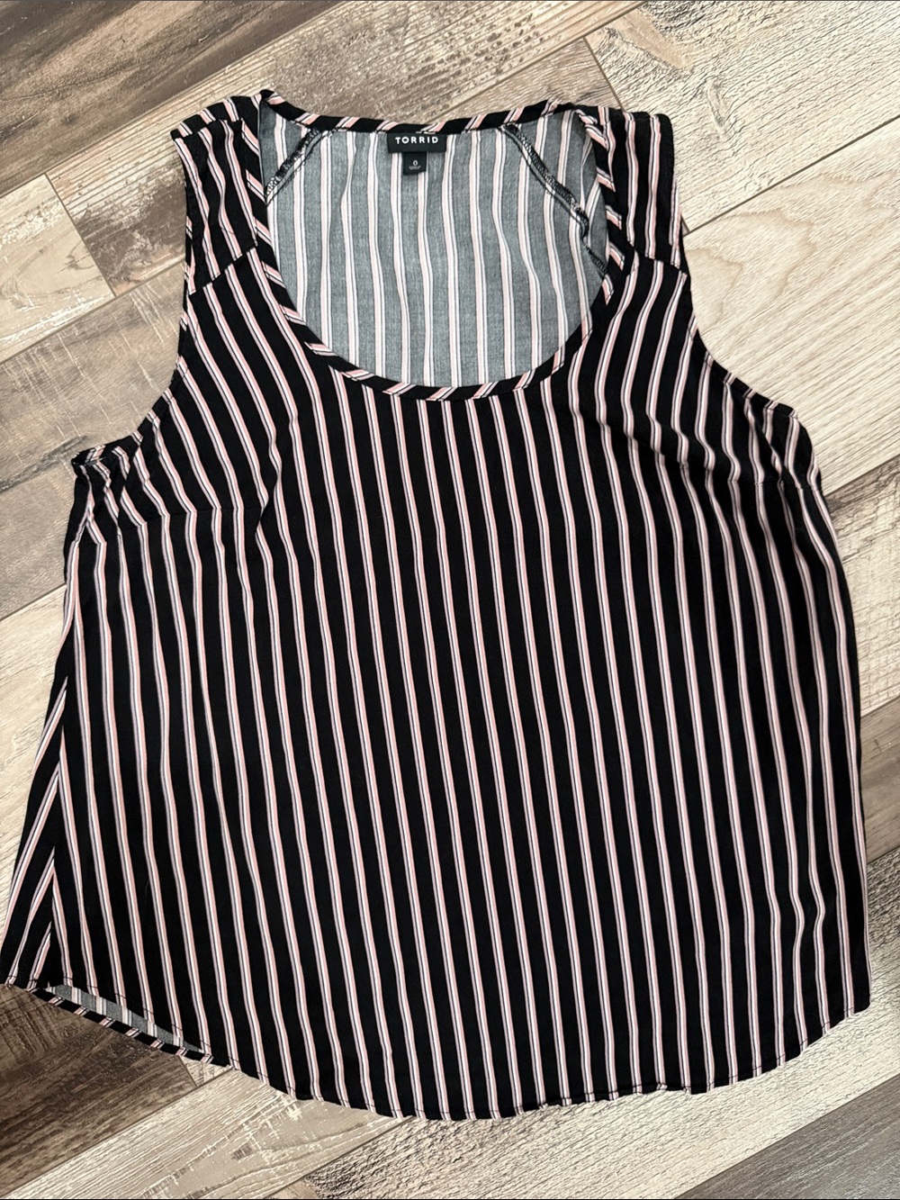torrid Black with Pink & White Vertical Stripe Tank